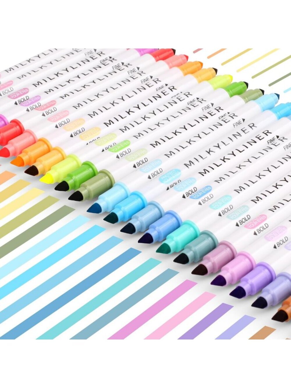 24 Pcs Pastel Highlighters Set - Dual Tip, No Bleed, Assorted Colors for School